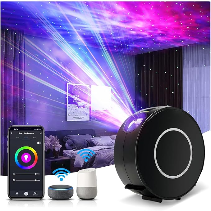 Star Projector Lights, Galaxy Projector for Bedroom, Smart APP & Voice Control Galaxy Lamp,Ceiling Night Light Compatible with Alexa & Google Home,Room Decor for Kids Adults-Black