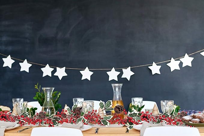 RECUTMS 6.5FT Red Berry Christmas Garland Decoration, Artificial Berry Garland with Pine Cone for Indoor Outdoor Garden Gate Home Winter Christmas Holiday New Year Fireplace Stairs Table Decoration