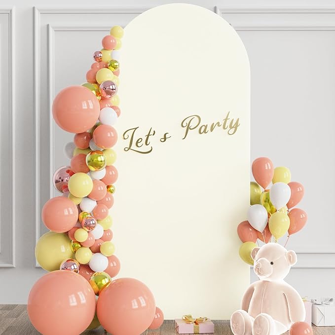 Wokceer 6 FT Wedding Arch Stand and Arch Cover, Metal Arch Backdrop Stand with Arch Stand Cover for Birthday Party Wedding Ceremony Bridal Baby Shower Event Decor, Ivory, DoorCover 0.8M-Ivory-K