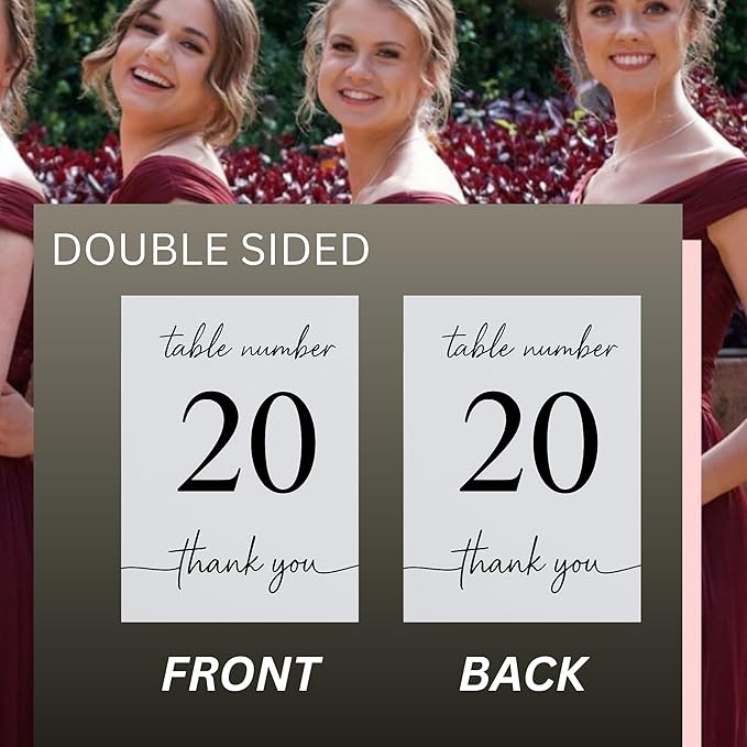 Wedding Table Numbers 1-20, Double-Sided Printed on Premium Cardstock – Elegant Event Table Signs for Receptions, Parties, Banquets & Restaurants
