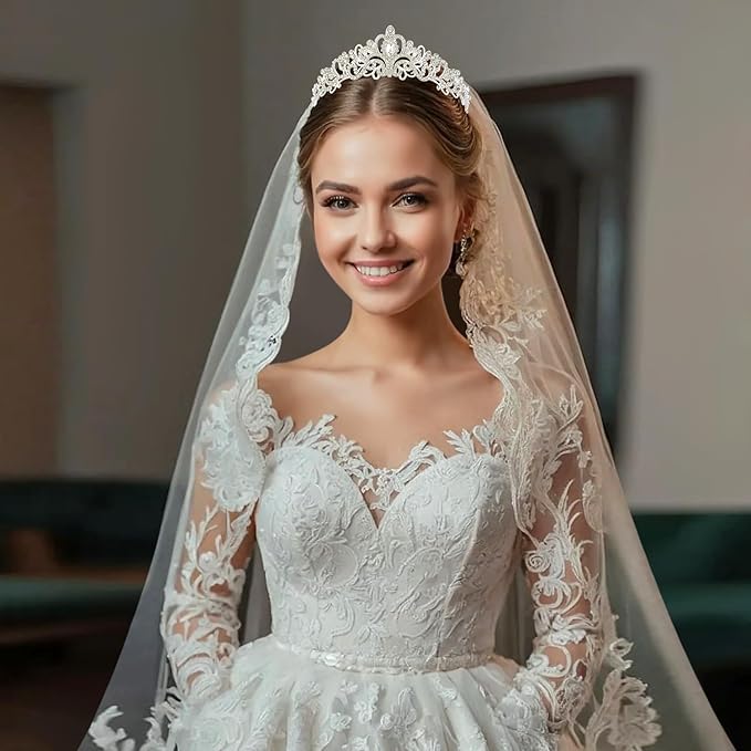 Bride Rhinestones Tiara Silver Crystal Princess Queen Crowns Headband for Women Wedding Birthday Halloween Prom Pageant Party Coming of Age Ceremony,Photo Props(HG176-Silver White)