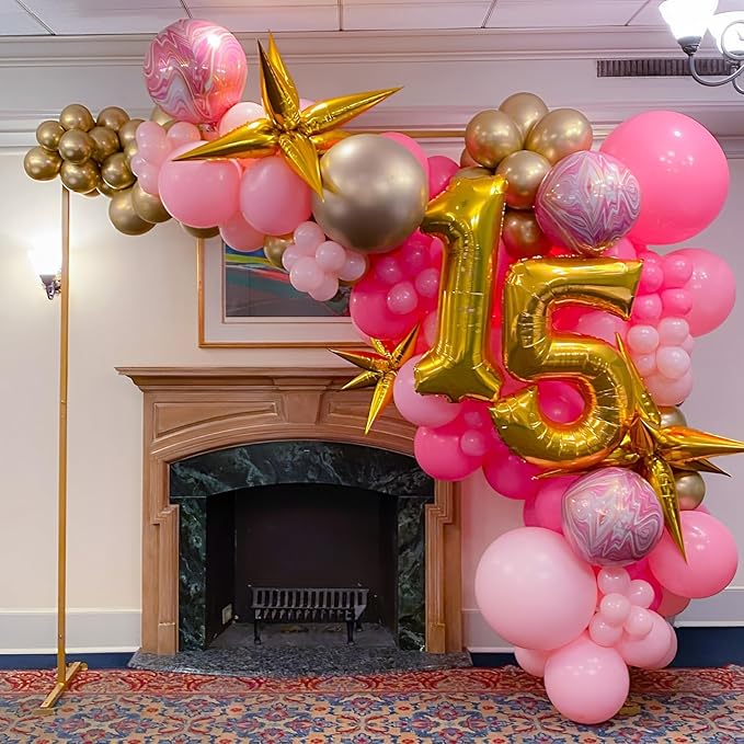 90pack Hot Pink Balloons Different Size 18/12/10/5 Inch Dark Pink Balloon Garland Arch Kit for Graduation, Wedding, Birthday, Princess Theme Party, Valentine's Day, Baby Shower Decorations