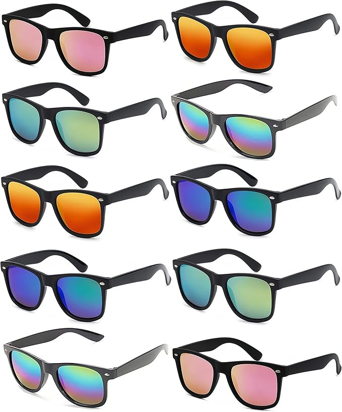 Fsmiling Neon Sunglasses Bulk Adult Party Sunglasses 80s Sunglasses Pack for Men Women Party Favors-10Pack