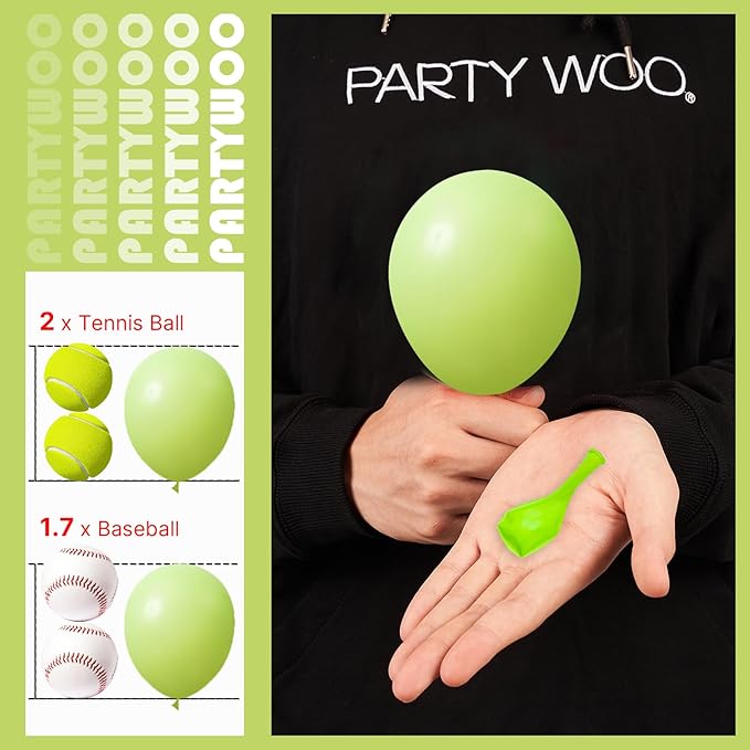 PartyWoo Lime Green Balloons 100pcs 5 Inch Light Green Latex Helium Balloons for Graduation Wedding Baby Shower Anniversary Birthday Dinosaur Jungle Golf Football Theme Party Decorations Green-Y6