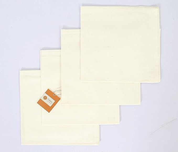 TARAN LIVING Solid Napkin Set Dinner Table Thick Cotton Washable Perfect for Dining Table Cloth Dinner Napkin Sets for Gifting Cotton Table Decor & DIY - Off White, Pack of 4 18x18 Inchs