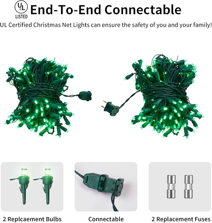 Led Christmas Net Lights Green Outdoor Christmas Lights 160LED 5ftx7ft, Waterproof Outdoor Indoor Fairy Mesh Net Light for Xmas Party, Yard, Patio, Trees, Shrubs, Bushes Decorations