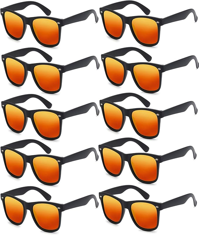 Fsmiling Black Sunglasses Bulk Adult Party Sunglasses 80s Sunglasses Pack for Men Women Party Favors -10Pack