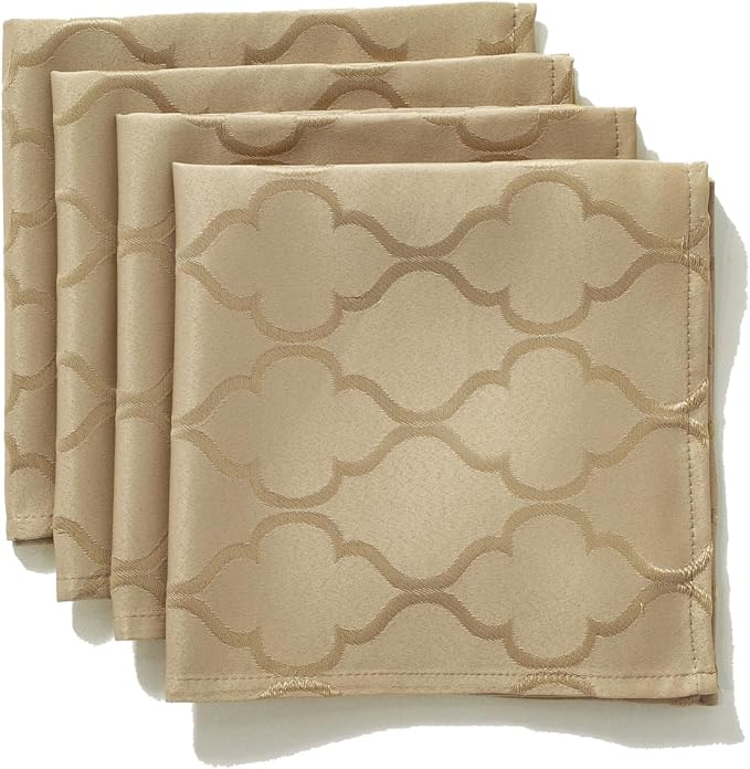 SASTYBALE Jacquard Napkin Flower Pattern Polyester Table Cover - Spill Proof, Wrinkle Resistant, Dust-Proof - Gold, 20x20