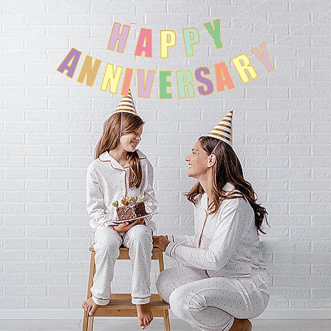 Happy Anniversary Banner Party Decorations Love Party and Background Indoor Outdoor Decorations (Colorful)