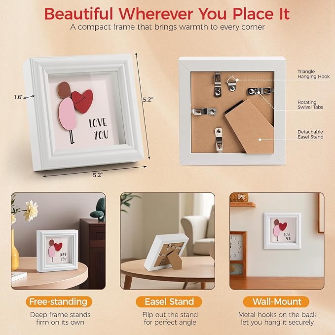 LukieJac Valentine's Day Gifts Shadow Box Frame - I Love You Gifts Decoration for Boyfriend, Him, Husband for Anniversary, Birthday, Christmas