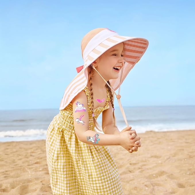 350+ Kids Themed Designs Temporary Tattoos for Girls - Individually Wrapped, Glow in the Dark, Waterproof Fake Tattoos - Multiple Themes: Mermaid, Unicorn, Dinosaur, Princess, Fairy, Animal, Butterfly