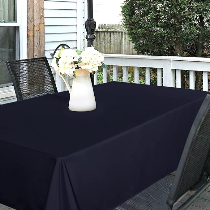 SARAFLORA Outdoor and Indoor Tablecloth -60x84 inch Navy, Wrinkle Free Washable Waterproof Table Cloth with Umbrella Hole and Zipper Rectangle Table Cover for Spring/Summer/Patio/Picnic/BBQS/Party