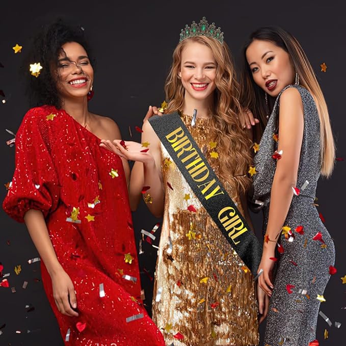 Crown Gold Birthday Hairbands for Women: Baroque Style, Alloy Metal, Rhinestone, Black+Green, Women's, Women celebrating special occasions