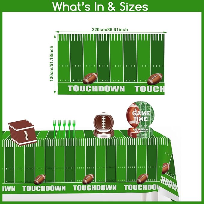 101Pcs Football Birthday Party Decorations Football Party Supplies Tableware Set-Football Plates and Napkins,Tablecloth,Forks for Boys Football Game Day,Tailgate Party Decorations,Serve 25 Guests