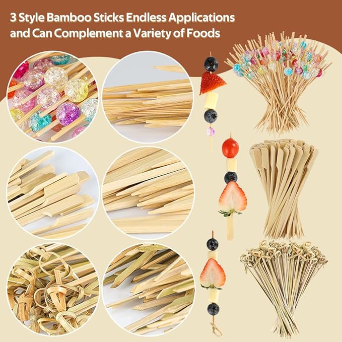 100 Sets 12 oz Charcuterie Cups with Sticks, 300 Picks + 100 Bags + 100 Labels, Individual Charcuterie Cups, Brown Paper Snack Cups Disposable French Fry Cups for Parties, Catering