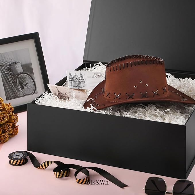 BLK&WH 5 Extra Large Gift Box with Lid 19.2x15.8x7 Inches, Black Gift Box for Clothes and Large Gifts (Matte Black)