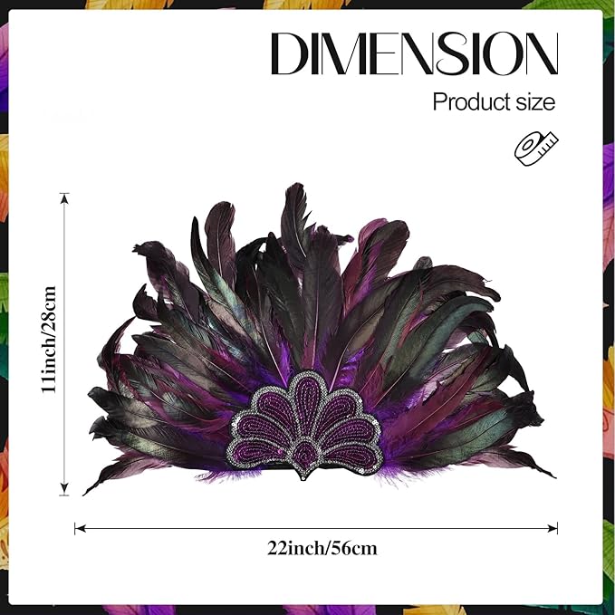 Women's Carnival Feather Headpieces Sequin Headdress for Wedding Masquerade Party Cosplay Feather Headbands