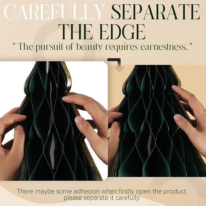 5Pcs Large Green Christmas Table Decorations Paper Christmas Trees, Light Up Honeycomb Xmas Tree Centerpieces for Tables, Christmas Frozen Winter Wonderland Party Vintage Home Decor, 12/14/16 Inch