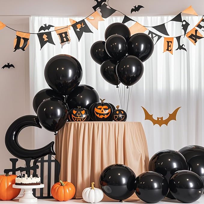 Black Balloons 145 pcs Black balloon Arch Kit Different Sizes of 18 12 10 5 Inch Balloon Garland Arch Kit, Latex Balloons for Birthday Party Decorations Graduation Wedding Decor