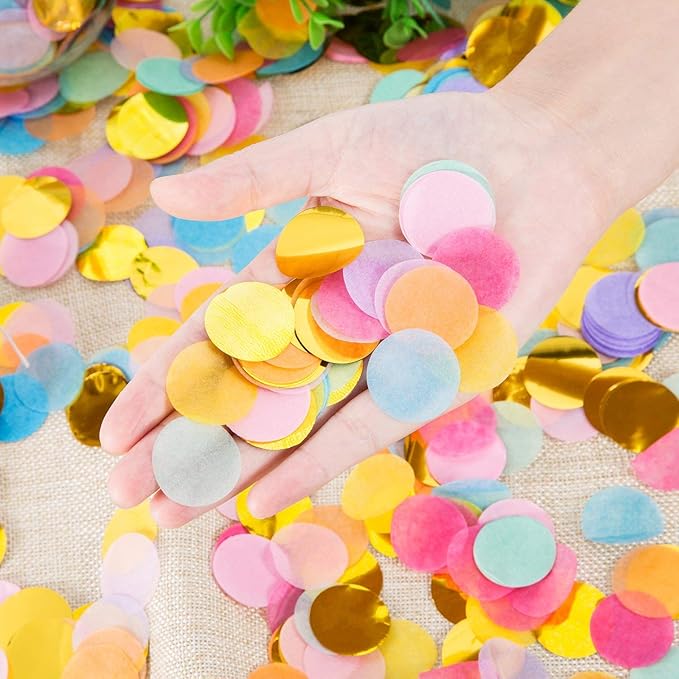 1 Inch Multicolor Round Tissue Confetti, 10000 Pieces