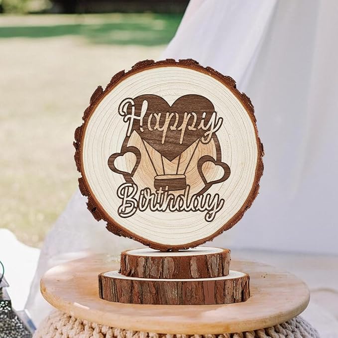 Happy Birthday Cake Toppers, Rustic Cake Toppers in Wood, Boho Birthday Party Decorations, Country Style Vintage Keepsake for Friends, Family, Men, Women, Mom, Dad, and Kids, Custom Handmade Gifts