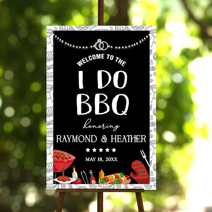 Personalized I Do BBQ Welcome Sign, Welcome Sign For BBQ Rehearsal Dinner, I Do BBQ Wedding Shower Sign, BBQ Engagement Party Sign, Couples Shower BBQ Sign, I Do BBQ Decorations