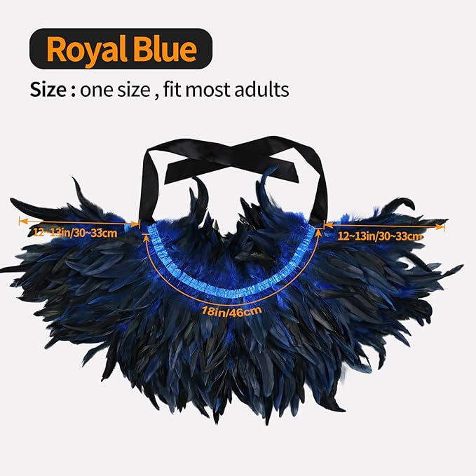 Gothic Natural Feather Shrug Feather Shawl Wrap Cape Victorian Collar for Halloween Cosplay Party Costume Accessories