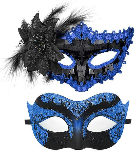 Couple Masquerade Masks for Women Men Venetian Masks for Halloween Carnival Costume Party Prom Ball