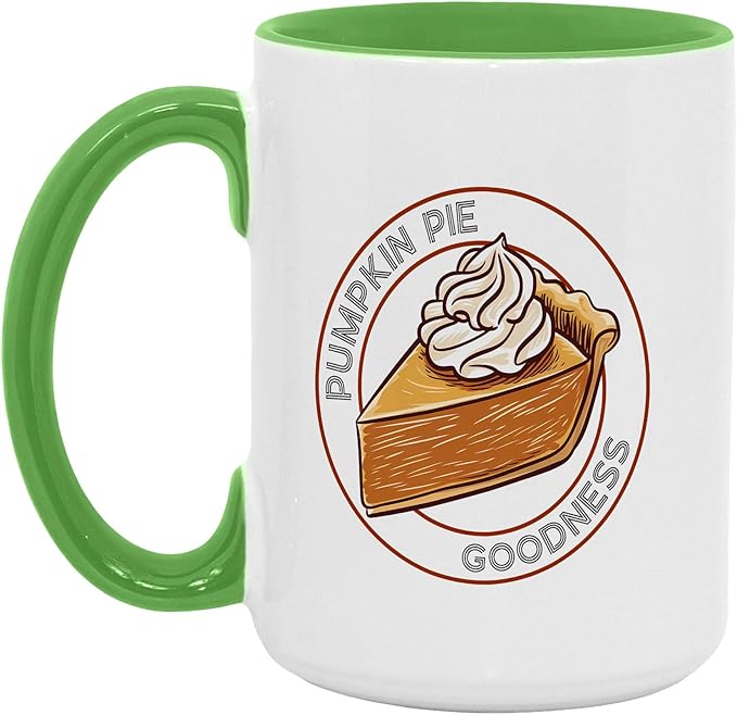 Pumpkin Pie Fall Baking Thanksgiving Two-Tone Accent Mugs, Cozy Autumn Ceramic Coffee Cups, Holiday Kitchen Décor, 11oz 15oz