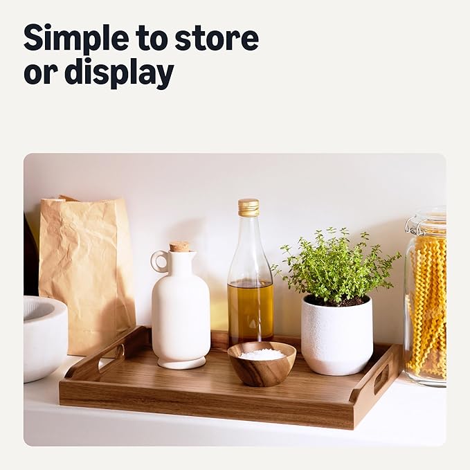 Amazon Basics Wooden Serving Tray, Acacia Wood, 17 x 12 in.