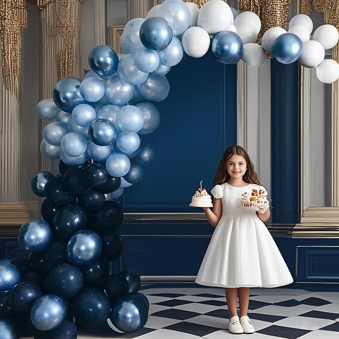 Assorted Blue Balloons Set, 60 pcs Metallic Blue Balloons, Pearl, Navy, Light Blue, Baby Blue Balloon 12 inch Latex Balloon for Boys Birthday Decoration, Baby Shower, Bridal Shower, Wedding