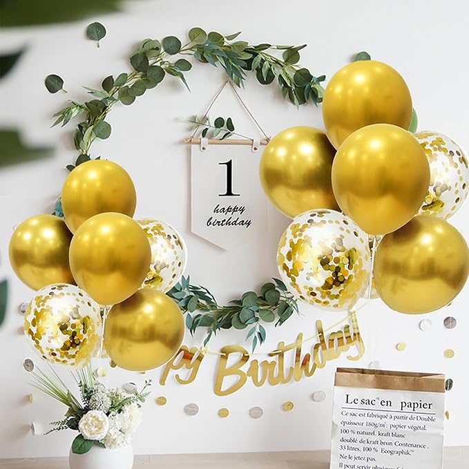 6 Set Balloon Stand with Gold Balloons Centerpiece Table Decorations Birthday Graduation Bridal Shower Wedding Anniversary Mother's Day Retirement New Years Decorations 2025