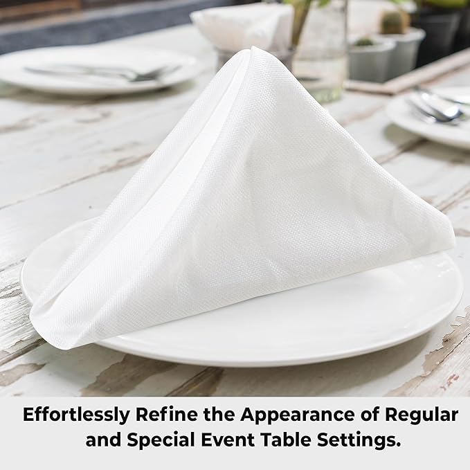 Urban Villa White Cloth Napkins Set of 10 100% Cotton Dinner Napkins Cloths Washable 20”x20” Absorbent Soft Durable Reusable-Ideal for Everyday Use Parties Wedding Thanks Giving Christmas Halloween