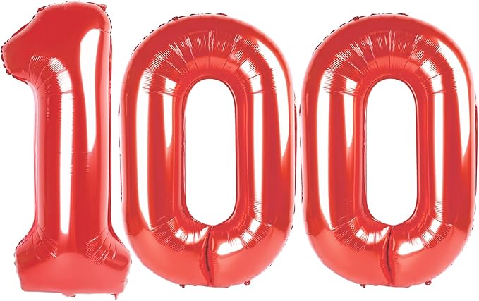 Red 100 Number Balloon
