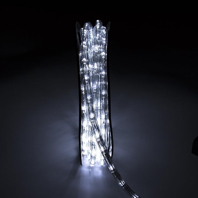 100ft Outdoor LED Rope Lights 1080 Connectable Flexible Tube Lights, IP65 Waterproof Rope Lighting for Garden Patio Pool Bedroom Party Christmas Halloween Holiday Indoor/Outdoor Decoration, Cold White