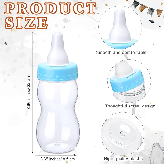 Roowest 512 Pcs Baby Shower Games Guess How Many Pacifiers Sign 100 Small Guessing Games 10 HB Pencils 750ml Milk Bottle 400 Acrylic Pacifiers Decoration for Guest Gender Reveal(Blue,Halloween)