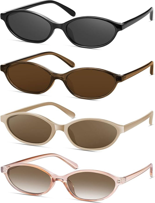 Retro Oval Cat Eye Sunglasses for Women Y2k Designer Trendy Narrow Shades UV protection Sun Glasses