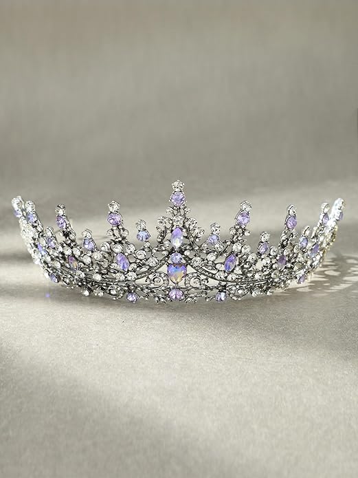SWEETV Crystal Wedding Tiara for Women, Royal Queen Crown Headband, Rhinestone Princess Hair Accessories for Prom Birthday