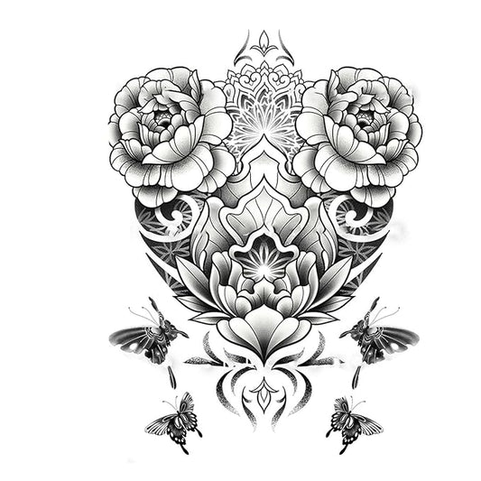 Large Temporary Tattoos Women Temporary Neck Tattoos Temporary Realistic Flower Chest Tattoo for Adults (Temporary Tattoos Sticker 29)