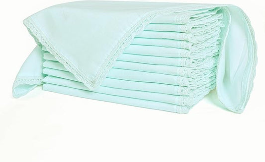 Ramanta Home Linen Flax Cloth Napkins Set of 12| 18x18 Inch | Premium Cotton Linen Flax Lace Soft & Durable | Washable Ideal for Everyday Use Parties Thanksgiving Christmas Halloween Baby Blue