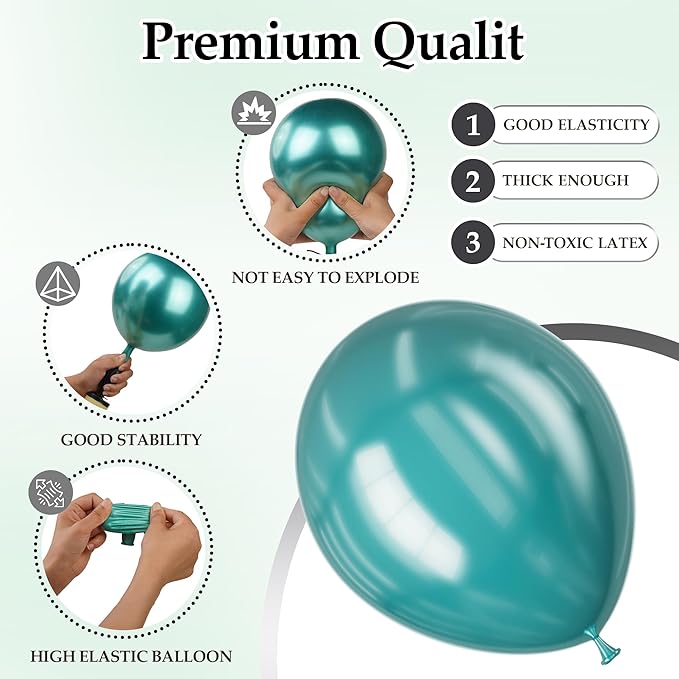 130PCS Metallic Green Balloons, Latex Balloons Different Sizes 18/12/10/5 In, Helium Balloons with Ribbon, Party Balloon for Birthday Wedding Graduation Anniversary Baby Shower Decoration