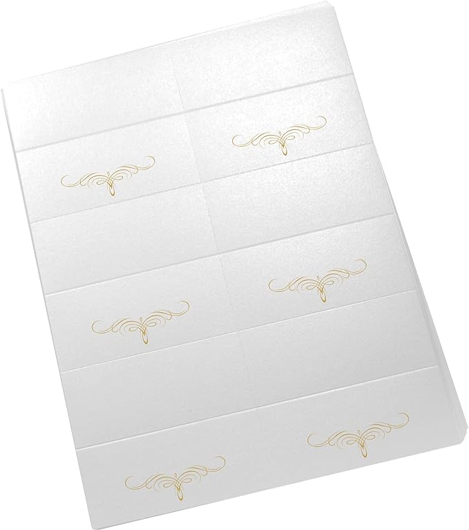 Decadent Flourish Printable Place Cards, Gold (Choose Color), Set of 60 (10 Sheets), Laser & Inkjet Printers - Wedding, Party, Dinner, and Special Events - Made in the USA