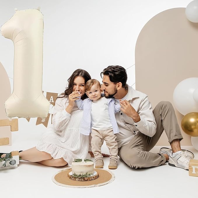 40 inch Beige Number Balloon Giant Foil Helium Balloons Cream White Number 0 Balloon for Birthday Party Anniversary Decorations Supplies