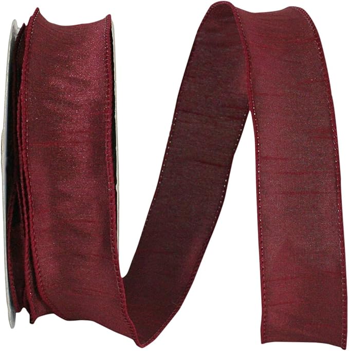 Reliant Ribbon 92975W-090-09H Dupioni Supreme Wired Edge Ribbon, 1-1/2 Inch X 20 Yards, Burgundy
