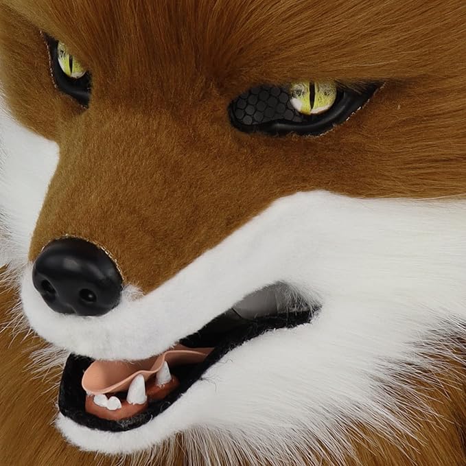Animal Wolf Mask Cosplay Costume Accessories Furry Faux Fur Dog Fox Full Head Therian Masks Anime Dress up Party
