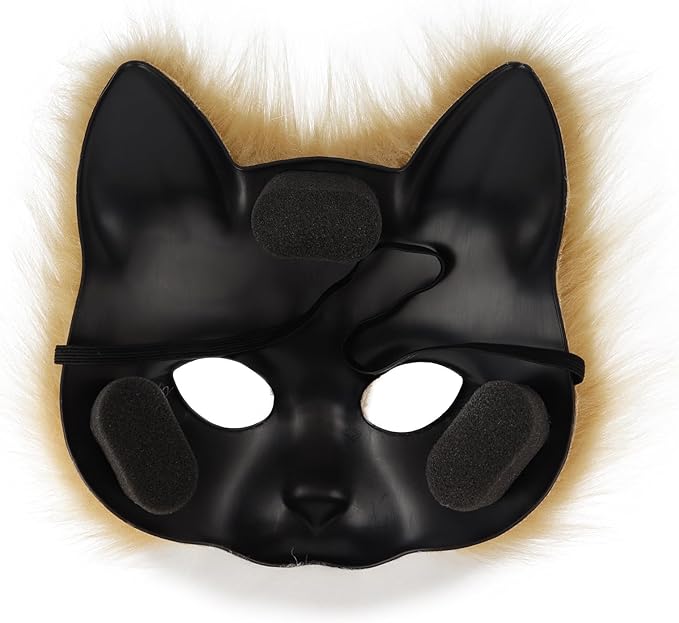 Animal Fox Wolf Mask Halloween Party Cosplay Costumes Props Plush Cat Half Face Masks Carnival Christmas Masquerade