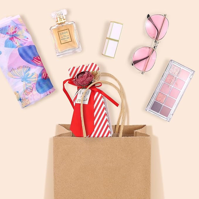 GSSUSA Paper Gift Bags 5.25x3.75x8 1000Pcs, Valentine's Day Gift Wrap Bags with Handles, Brown Kraft Paper Bags for Small Business, Heavy Duty Bulk, for Birthday Party Favors, Shopping, Retail
