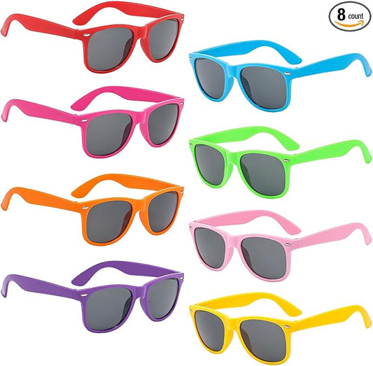 Pibupibu Kids Neon Colors Party Favor Supplies Unisex Sunglasses Pack of 8