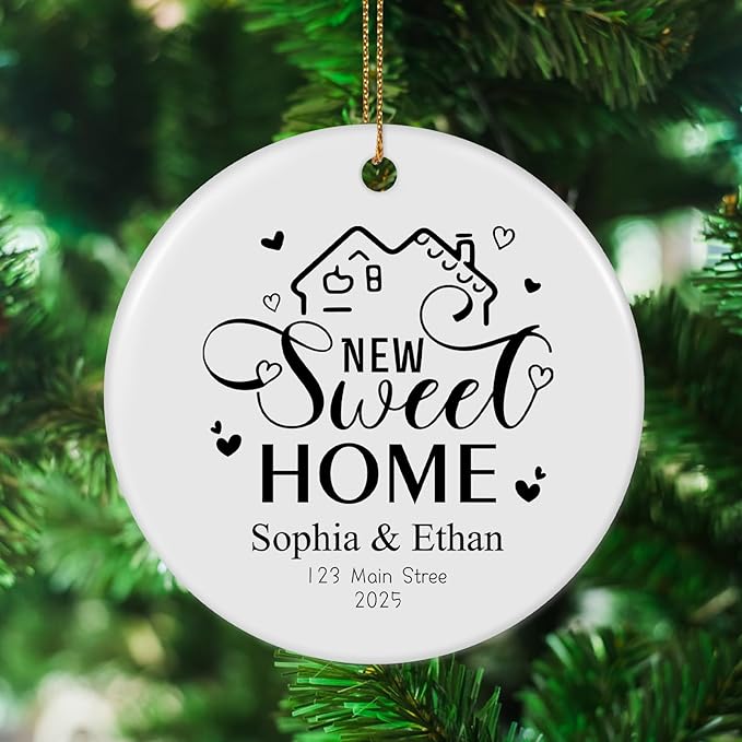 Personalized First Christmas in Our New Home Ornament 2025, Housewarming Gifts New House Photo Christmas Ornaments Christmas Tree Decoration, House Warming Gifts for Couples Owners Men Women