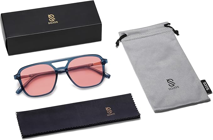 SOJOS Retro Aviator Sunglasses for Women Men,Trendy Rectangle Womens Mens Shades Sun Glasses SJ2202